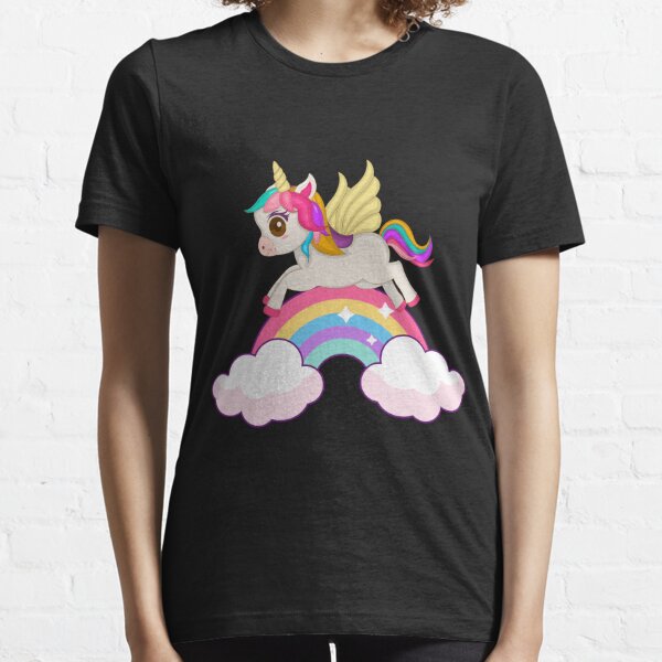 Black Dachshund Rainbow Unicorn Shirt Magical Fantasy Dog Gift Gildan Softstyle Unisex Tee