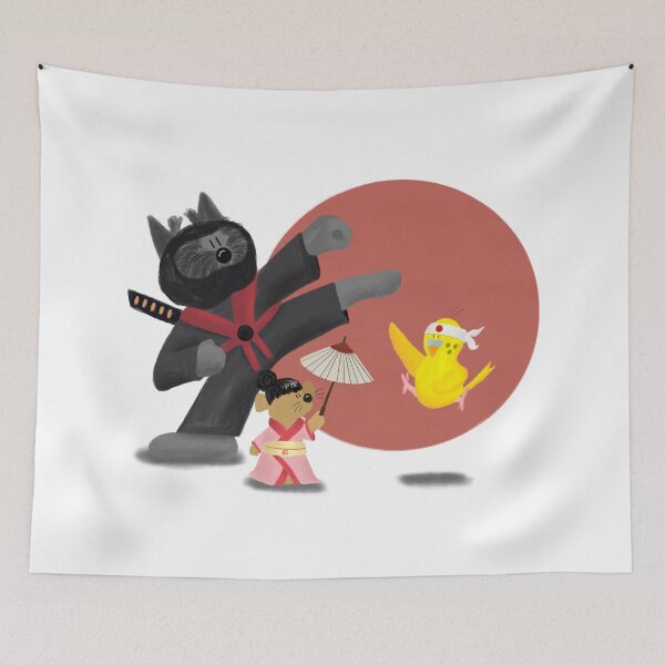 Item preview, Go Japan! Funny ninja dog, karate bird and girl mouse designed and sold by HalloMolly.