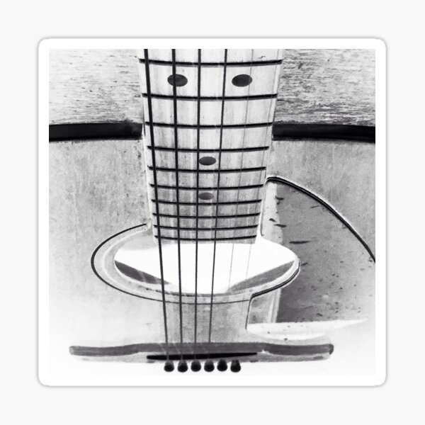 Guitar Strings~Black and White Sticker