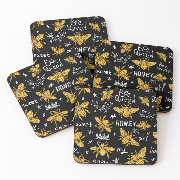 Item preview, Hohey bee golden embroidery seamless pattern queen crown textile fabrics ornamented golden wings designed and sold by JoycePruit.