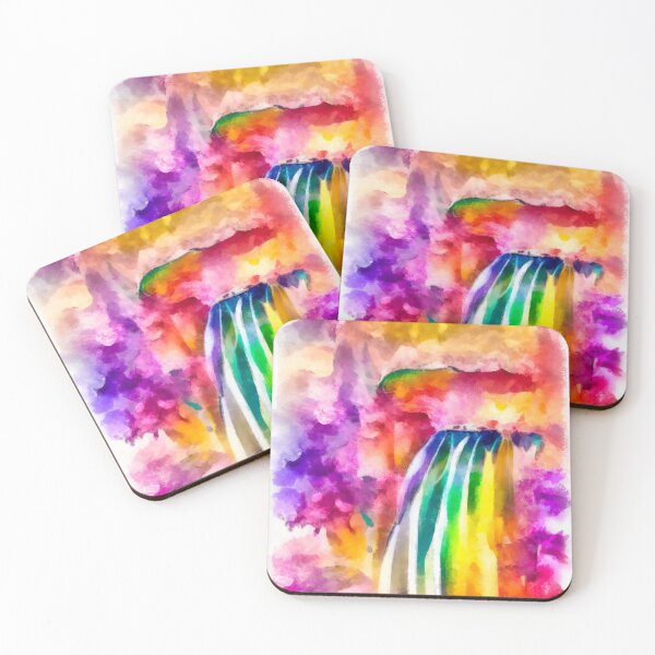 Item preview, Colorful Happy Watercolor Waterfall 01 Rainbow Colors designed and sold by mhfoto.