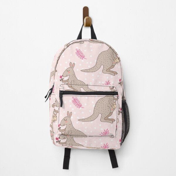 Item preview, Kangaroo Mom And Baby With Flower On Pink Polkadot Background Pattern designed and sold by JoycePruit.