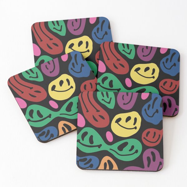 Item preview, rainbow smiley faces on black  designed and sold by NSdesigns55.
