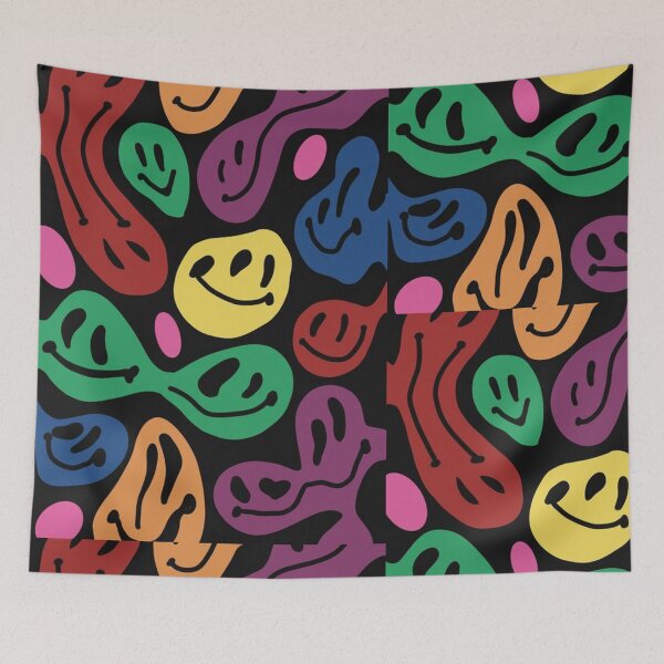Item preview, rainbow smiley faces on black  designed and sold by NSdesigns55.