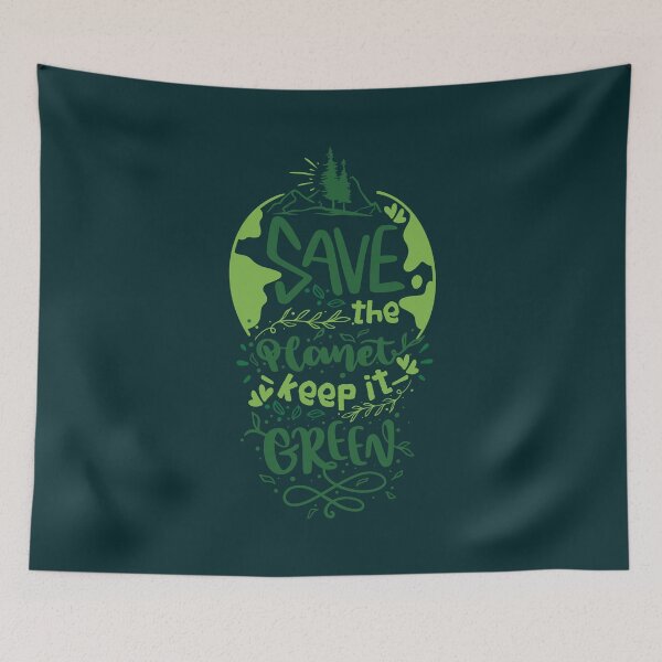 Item preview, SAVE THE PLANET – KEEP IT GREEN typographic Illustration message to Keep the Earth Clean and Green, Green Earth eco-friendly Earth Day design designed and sold by zenturtlemerch.