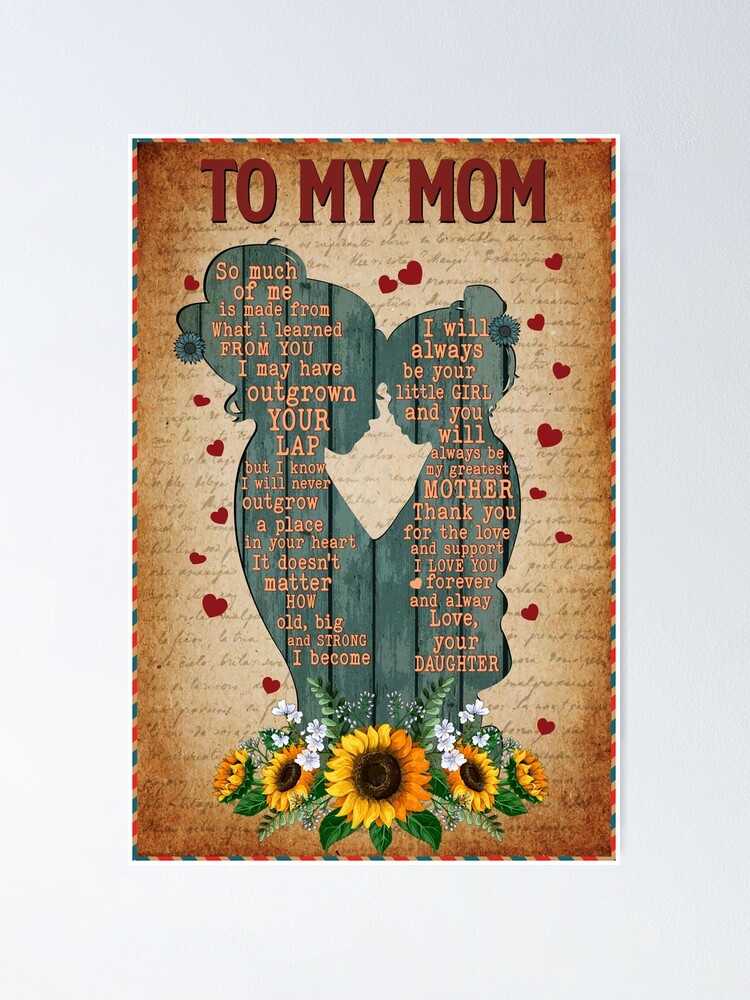 Póster «A mi mamá, así que de mí - Regalo para mamá Carta de girasol  Familia vintage de mamá e hija» de NamNguyen97 | Redbubble