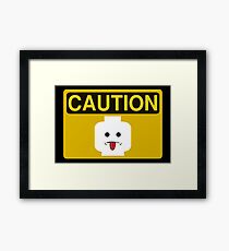 Caution Rude Minifig Head Sign Framed Print