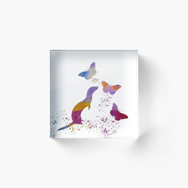 Ferret and butterflies Acrylic Block