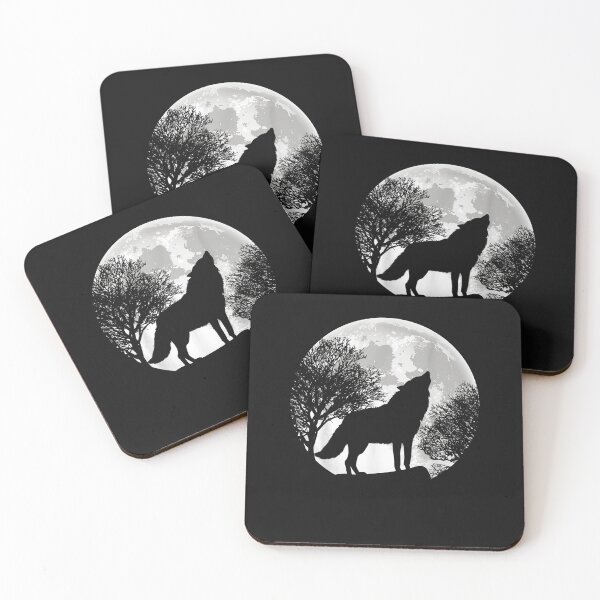 Item preview, Howling Wolf Moon Silhouette Illustration designed and sold by Makebashington.