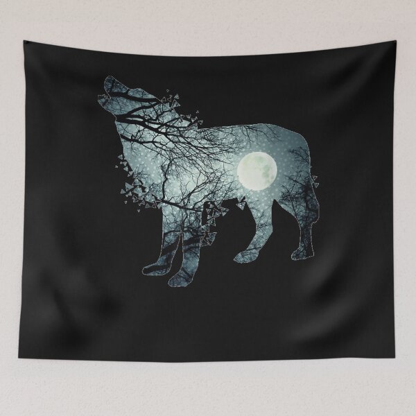 Item preview, Lonely Howl of the Dire Wolf Full Moon Silhouette designed and sold by Makebashington.