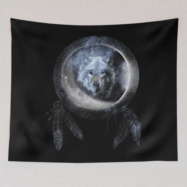 Item preview, lonely wolf in the moon with stars designed and sold by leshiarivers.