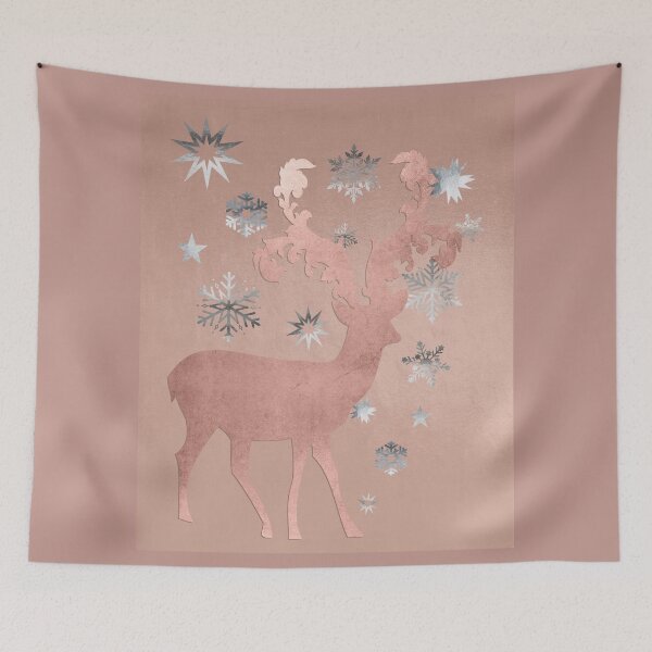 Item preview, Park Avenue rose gold reindeer and falling snow designed and sold by Glimmersmith.