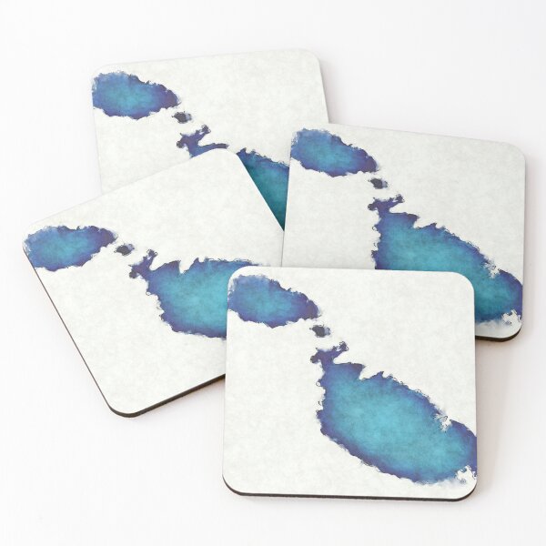 Item preview, Malta map with drawn lines and blue watercolor illustration designed and sold by Ingo Menhard.