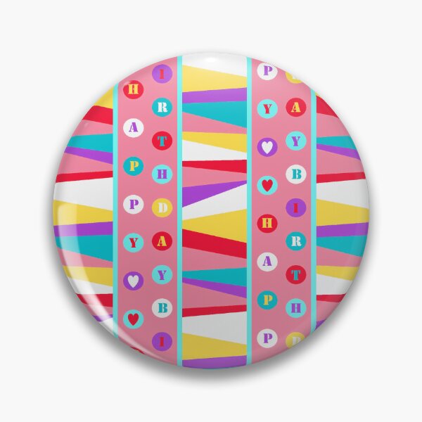 Item preview, Pink, turquoise, yellow, Happy Birthday fun geometric, designed and sold by SandraPDesigns.
