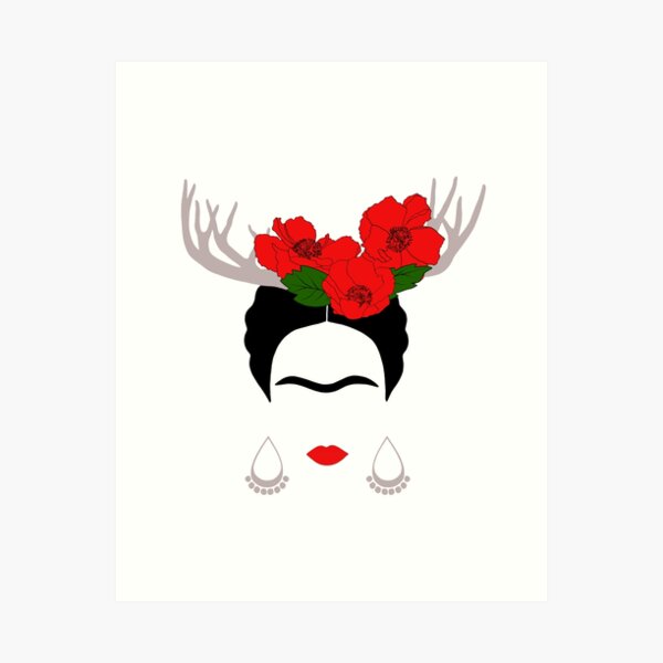 Mexican Woman with antlers and flowers Art Print