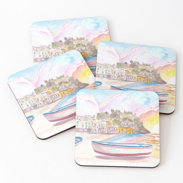 Item preview, Lipari Aeolian Islands quiet Port Scene with Boats in Italy designed and sold by artshop77.