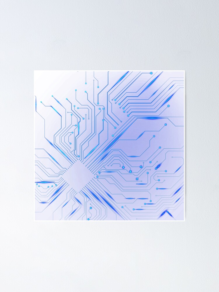 "Colorful sparkle PCB printed circuit board trace lines art" Poster for