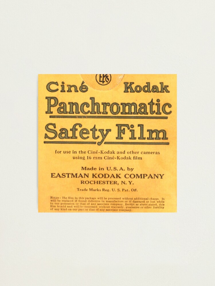 "Ciné Kodak Panchromatic Safety Film" Photographic Print by NitrateNerd