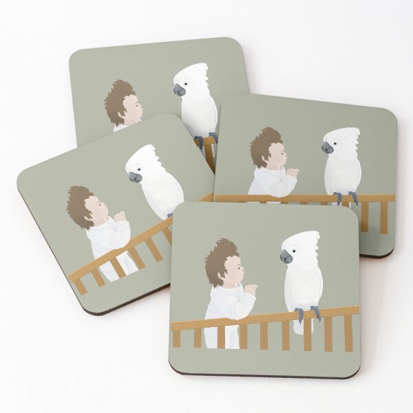 Item preview, Baby and cockatoo parrot looking at each other - khaki designed and sold by icomeinpeace2.