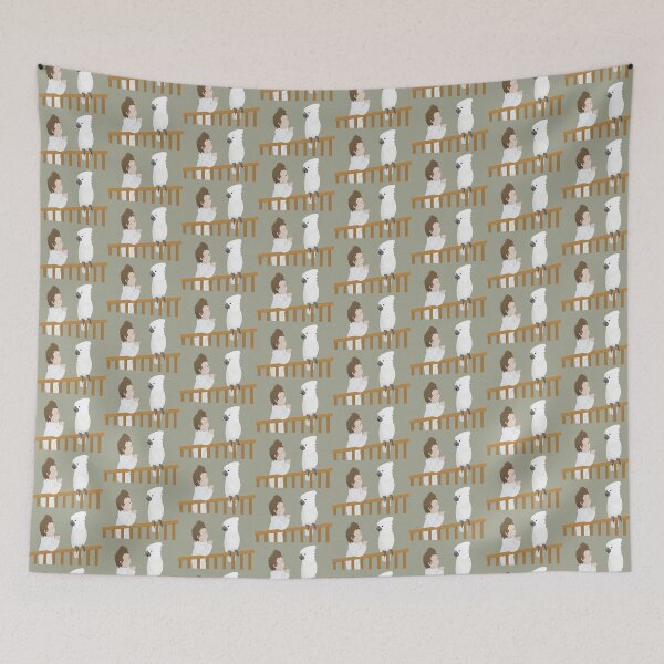 Item preview, Baby and cockatoo parrot looking at each other - khaki designed and sold by icomeinpeace2.