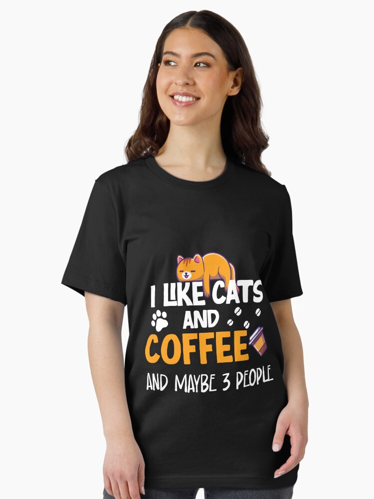 Thumbnail 1 of 7, Essential T-Shirt, I Like cats And Coffee And Maybe 3 People funny t-shirt gift for cat mom gift for coffe lover designed and sold by GhostAmine.