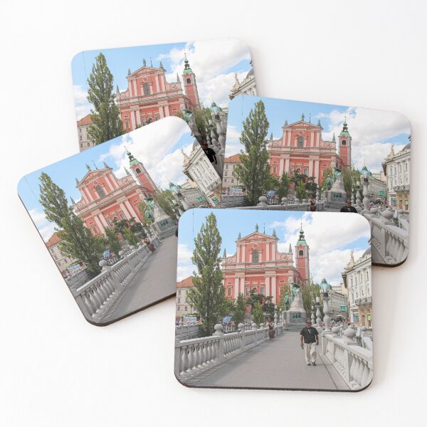 Item preview, A view of the Franciscan Church across the Tromostovje or Triple Bridges designed and sold by SnapTPhotograph.