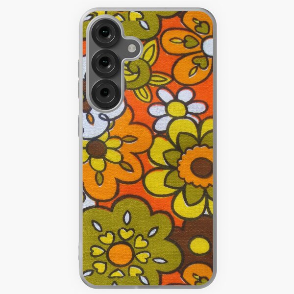 Item preview, Retro Cool Mid Century Floral Fabric Design in Avocado Green, Harvest Gold, Brown, and Orange designed and sold by Designs by Kool Kat.