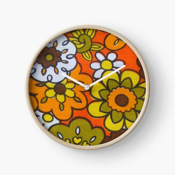 Item preview, Retro Cool Mid Century Floral Fabric Design in Avocado Green, Harvest Gold, Brown, and Orange designed and sold by Designs by Kool Kat.
