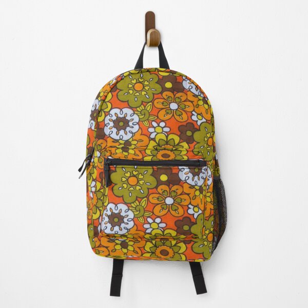 Item preview, Retro Cool Mid Century Floral Fabric Design in Avocado Green, Harvest Gold, Brown, and Orange designed and sold by Designs by Kool Kat.