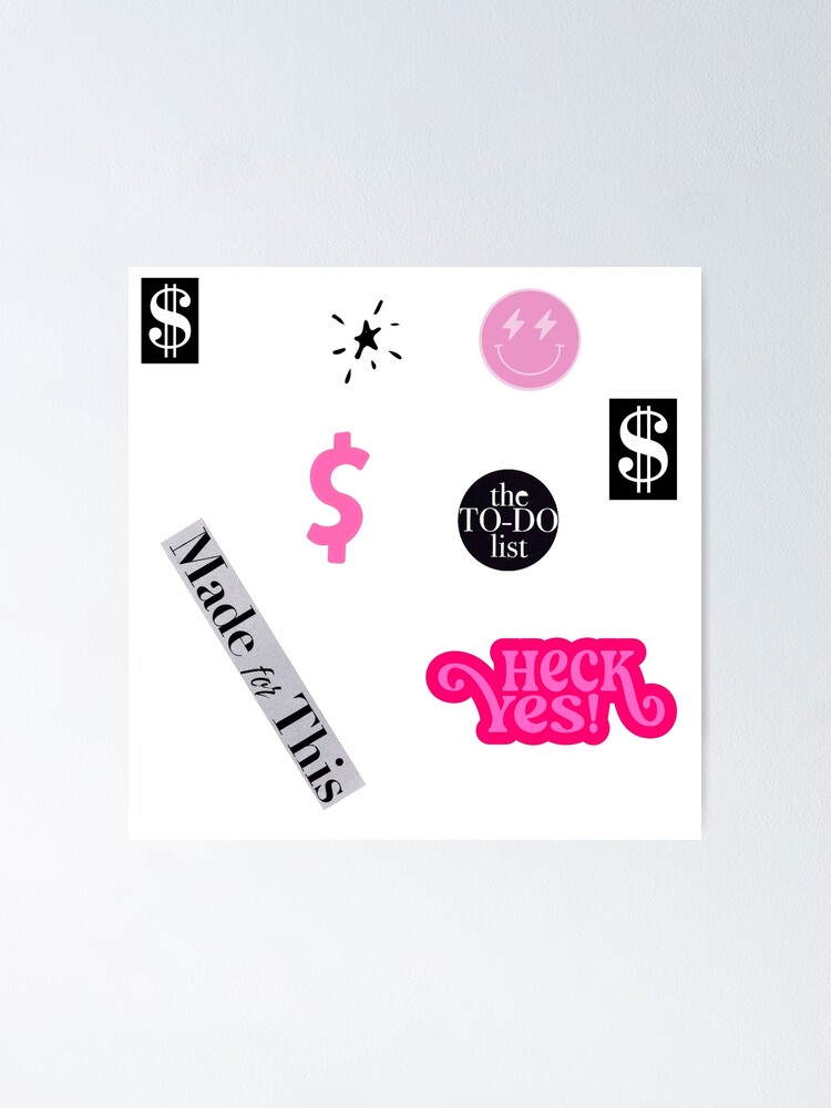 Girl Boss Aesthetic Collage Sticker Pack Poster for Sale by Creative Brat  Design Studio
