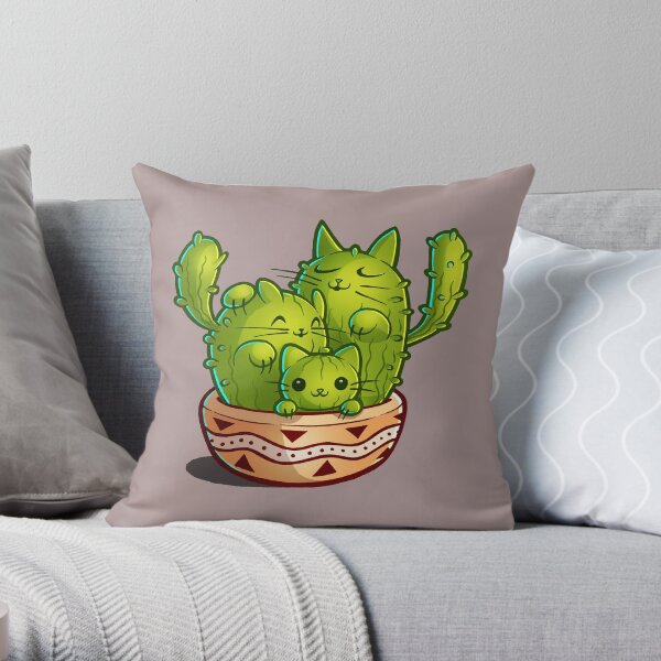 cat-ti family Throw Pillow