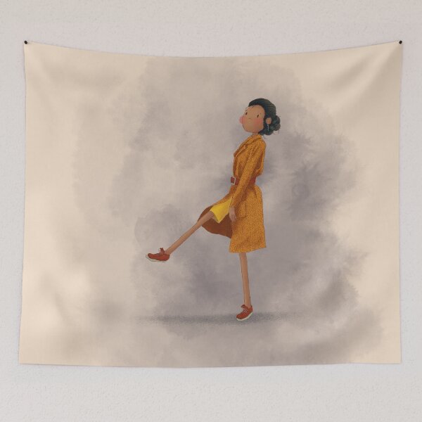 Item preview, Strolling Whimsical Woman in a Trench Coat Cartoon Illustration designed and sold by haximica.