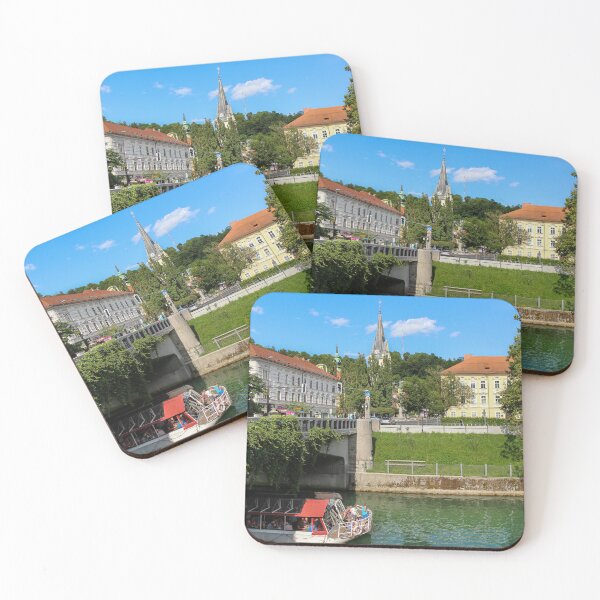Item preview, A tourist boat passing under the St. James Bridge on the Ljublijanica River designed and sold by SnapTPhotograph.