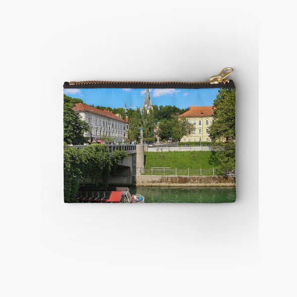 Item preview, A tourist boat passing under the St. James Bridge on the Ljublijanica River designed and sold by SnapTPhotograph.