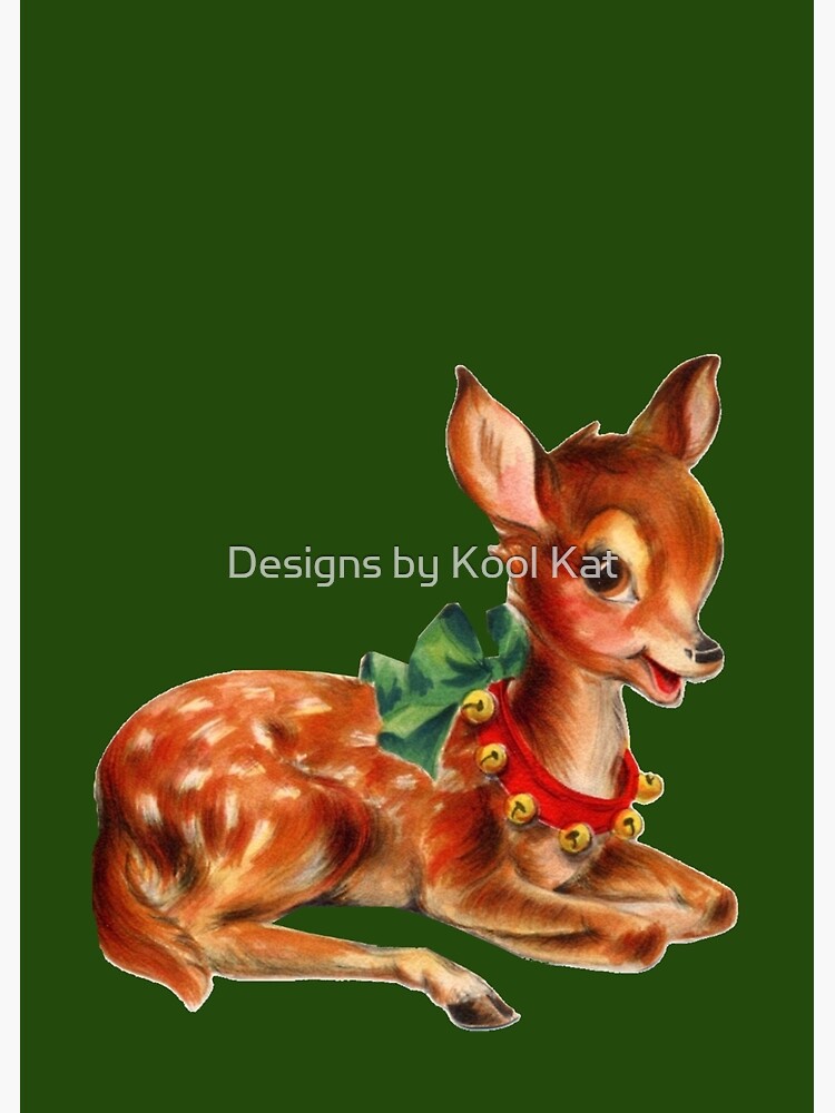 Vintage Art Collection Paper Christmas Deer Print, Pillow, Note