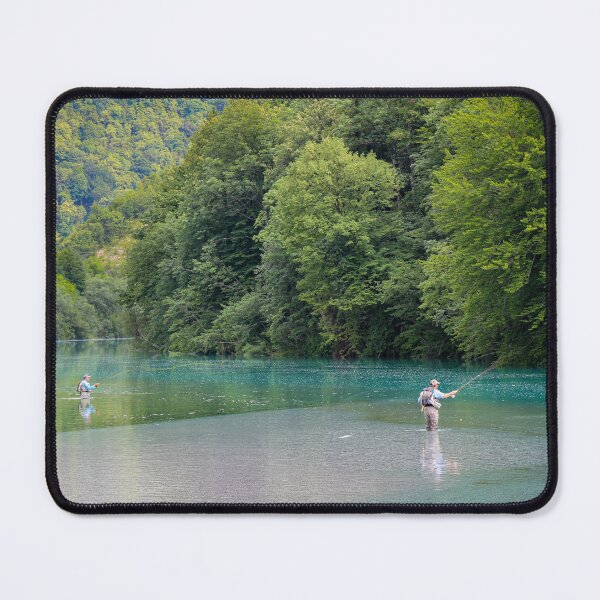Item preview, Two fly fisherman fishing for Marble Trout on the Soca River at Tolmin, Slovenia designed and sold by SnapTPhotograph.
