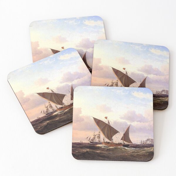 Item preview, Xebecs and other shipping off Gibralter at sunset - Vilhelm Melbye (1876) designed and sold by Geraldo Garcia.