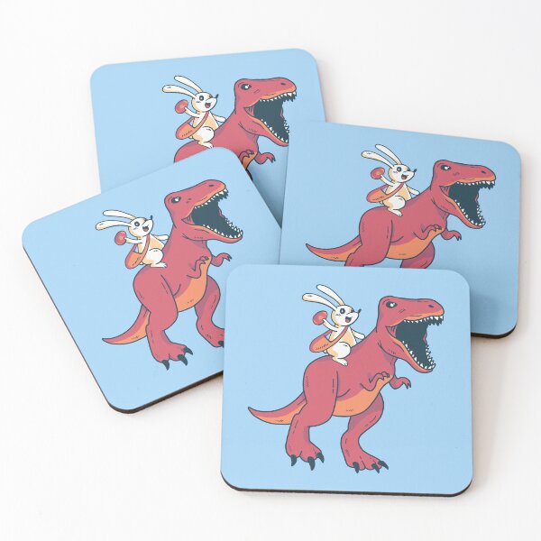 Item preview, Easter Bunny Riding Red T-Rex Dinosaur designed and sold by MadMando.