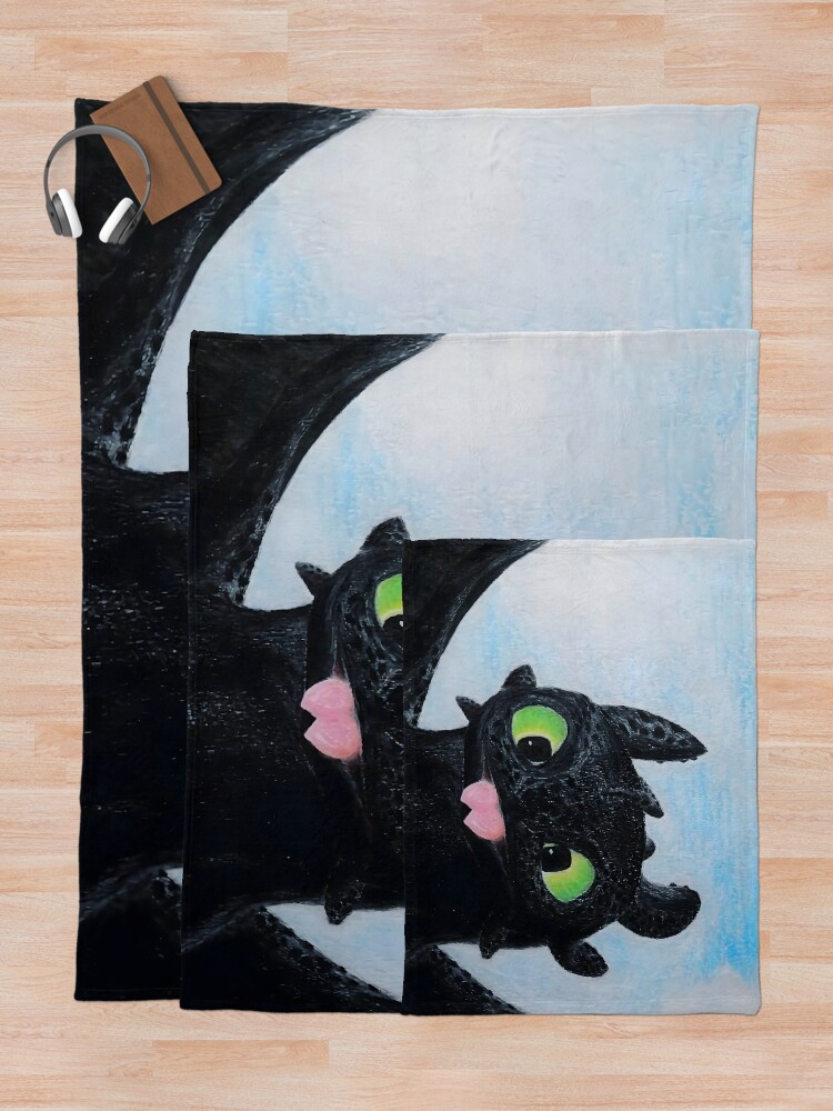 Thumbnail 5 of 6, Throw Blanket, Toothless Upside Down Flight designed and sold by Lycoris-art.
