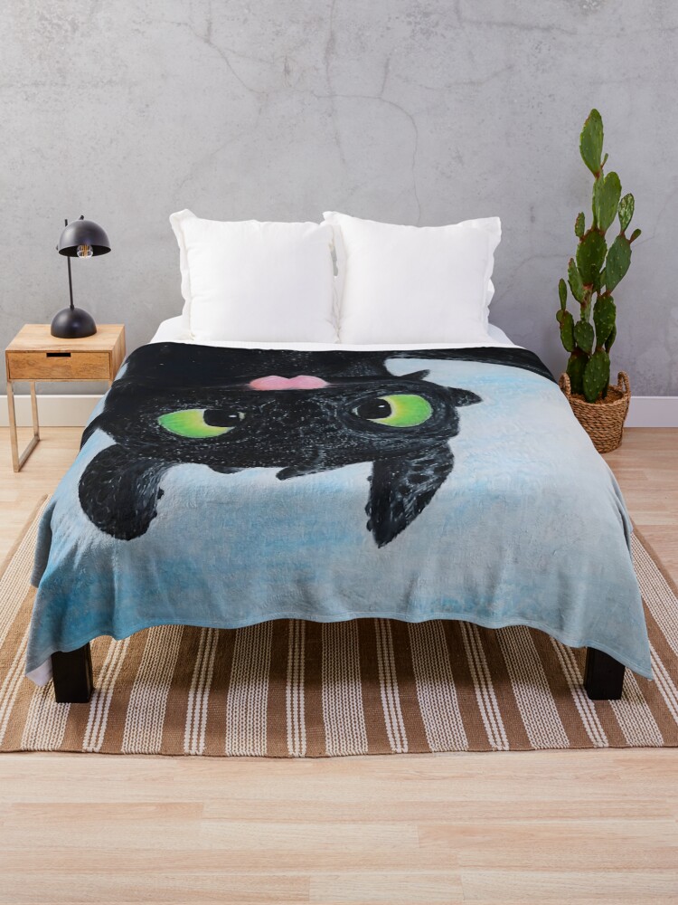 Thumbnail 1 of 6, Throw Blanket, Toothless Upside Down Flight designed and sold by Lycoris-art.