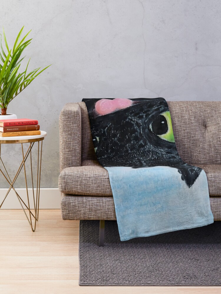 Thumbnail 2 of 6, Throw Blanket, Toothless Upside Down Flight designed and sold by Lycoris-art.
