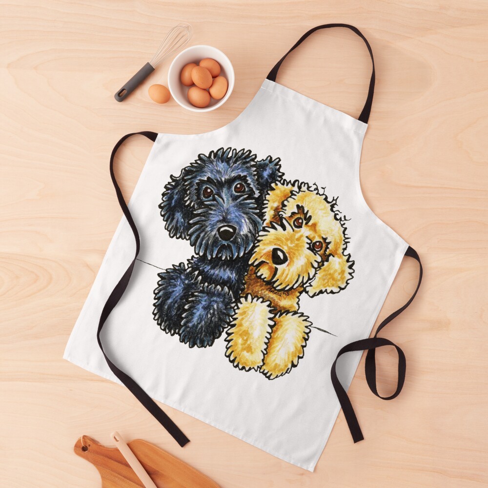 Black Yellow Labradoodles Lined Up Apron