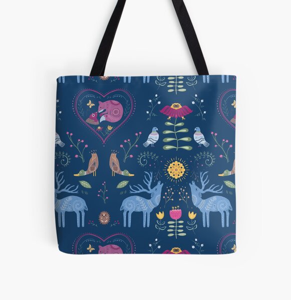 Item preview, Woodland Wildlife Maximalist Scandinavian Folk Art pattern designed and sold by Luci Power.
