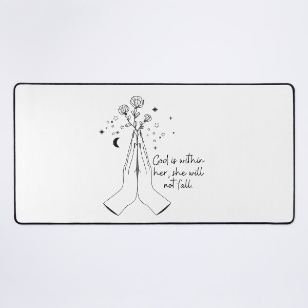 Item preview, God Is Within Her She Will Not Fall - Quote with Praying Hands designed and sold by KarolinaPaz.