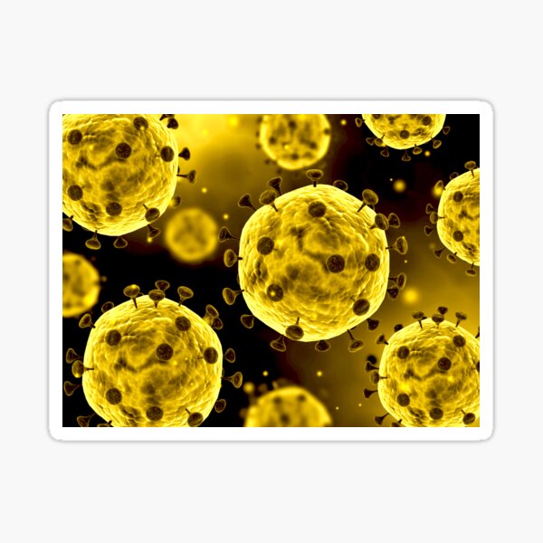 Microscopic view of coronavirus. Sticker