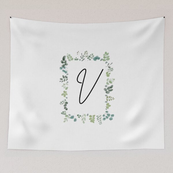 Item preview, Monogram with Green Leaves | Monogram Letter V designed and sold by JustSeasons.