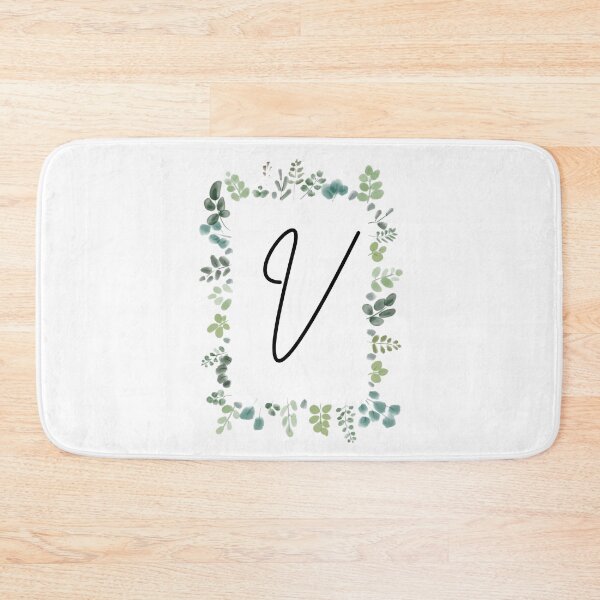 Item preview, Monogram with Green Leaves | Monogram Letter V designed and sold by JustSeasons.