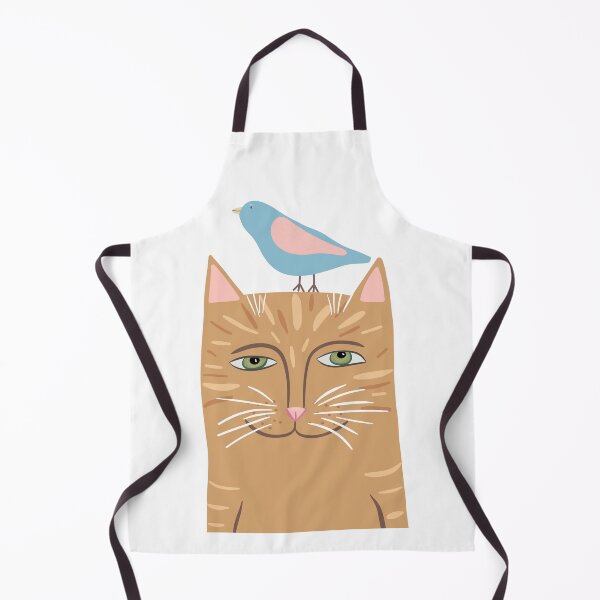 Item preview, Orange cat and blue bird best friends - happy friendship illustration designed and sold by spiralforest.