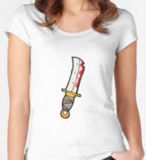 cartoon bloody knife Women's Fitted Scoop T-Shirt