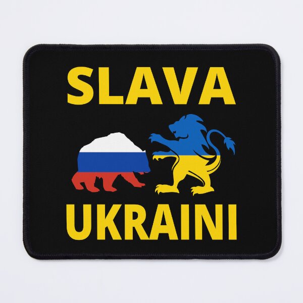 Item preview, SLAVA UKRAINI GLORY TO UKRAINE - FEAT. UKRAINIAN LION FIGHTING RUSSIAN BEAR - SUPPORT UKRAINE PROTEST PUTIN designed and sold by DoodlrMob.